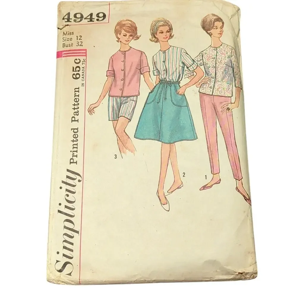 Vintage Sewing Simplicity 4949 Vintage Sewing Pattern Size 12 Bust 32 Misses